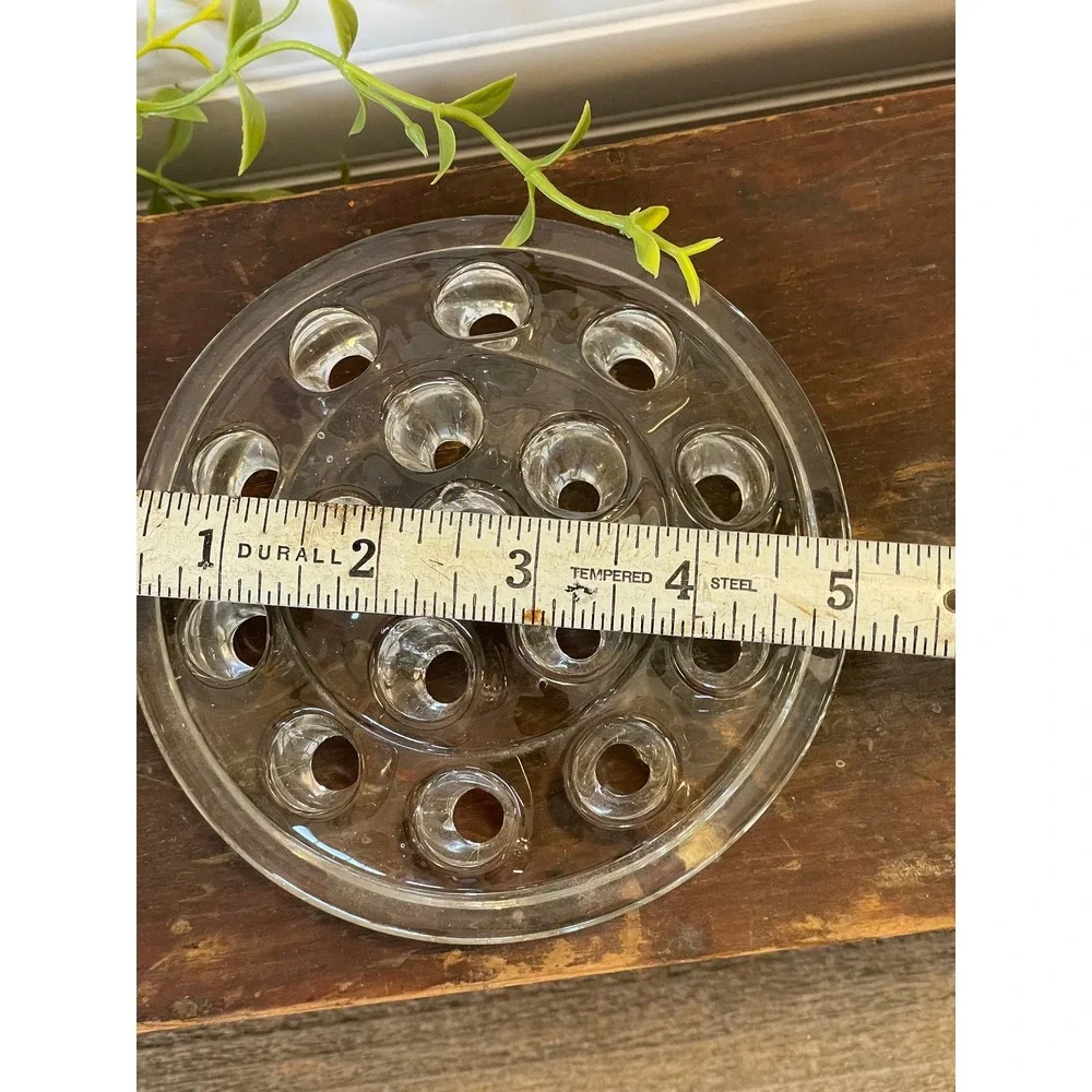 Glass flower frog-15 hole vintage flower frog- home decor